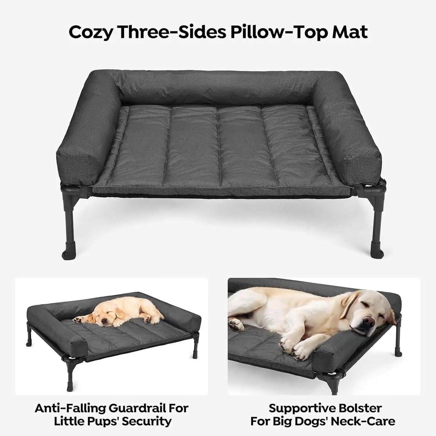 Veehoo Cooling Elevated Dog Bed With Waterproof Pillow-Top