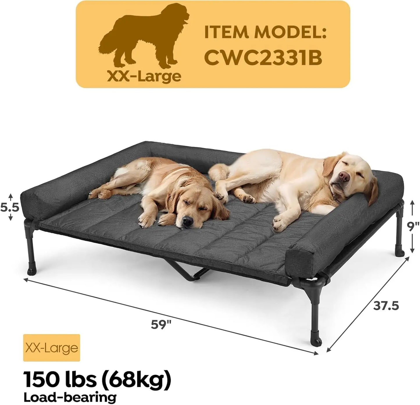 Veehoo Cooling Elevated Dog Bed With Waterproof Pillow-Top