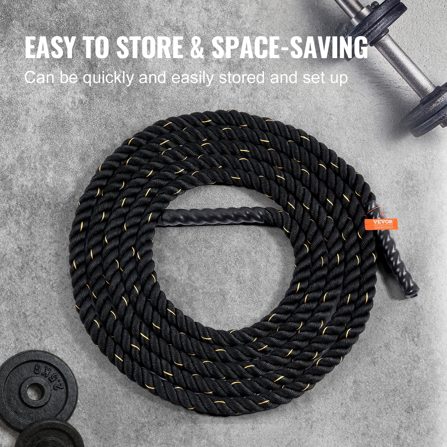 VEVOR Battle Rope 1.5 Inch Diameter 30Ft for Home Gym Fitness