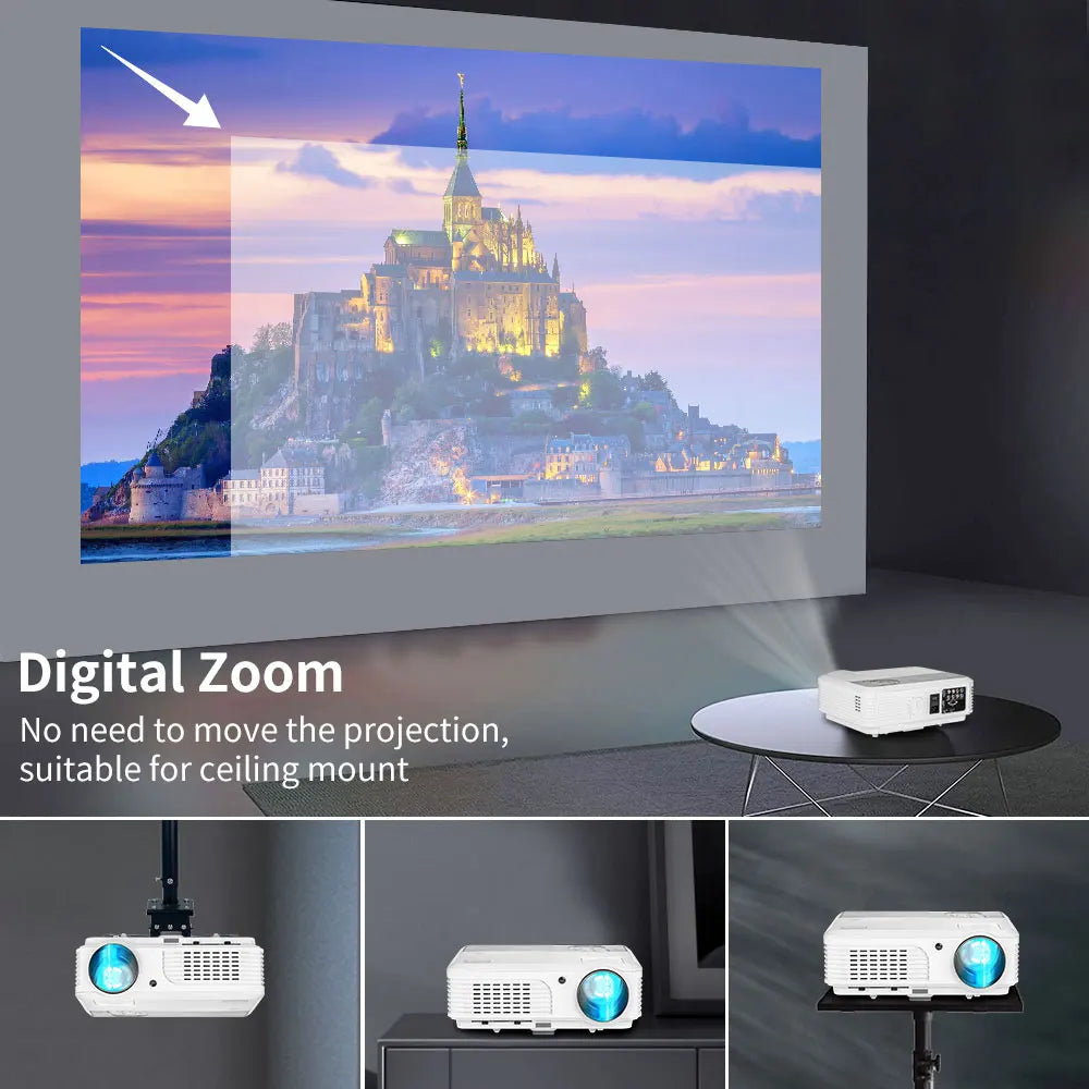 4K 10000 Lumens Android Beamer Projector Outdoors Full HD