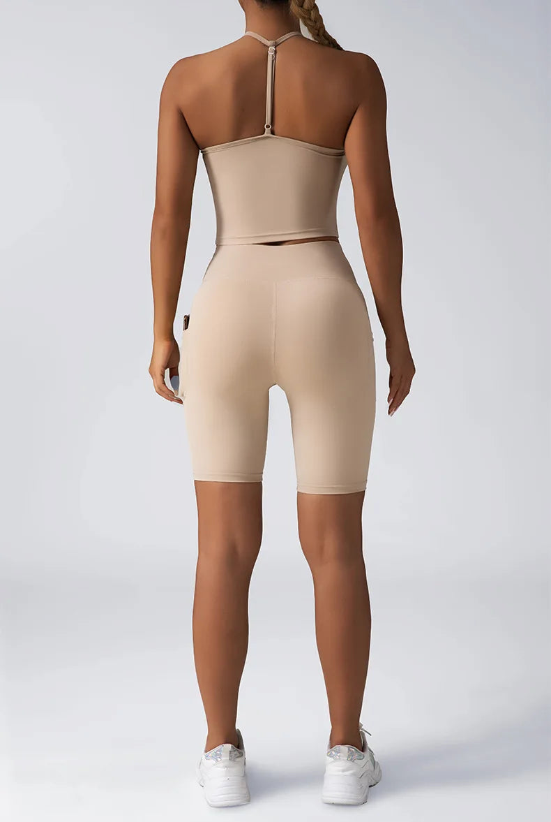 US Local Women's Seamless Solid Color Yoga Set 2 Piece Workout Sports Bra High Waist Shorts Leggings Active Wear