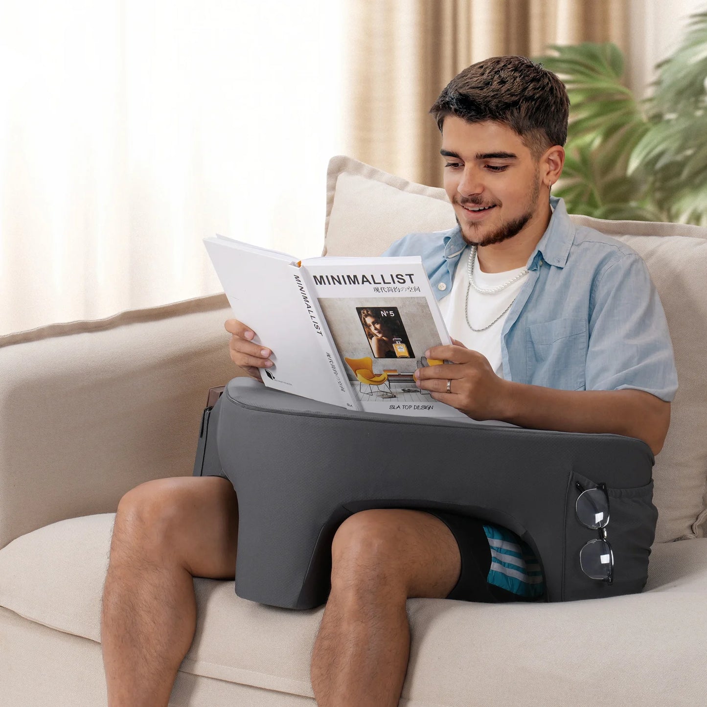 Bed Reading Arm Rest Pillow Gaming Reading Pillow Ergonomic Soft Memory Foam 3 Legs Bed Arm Rest Pillow For Couch Car Floor