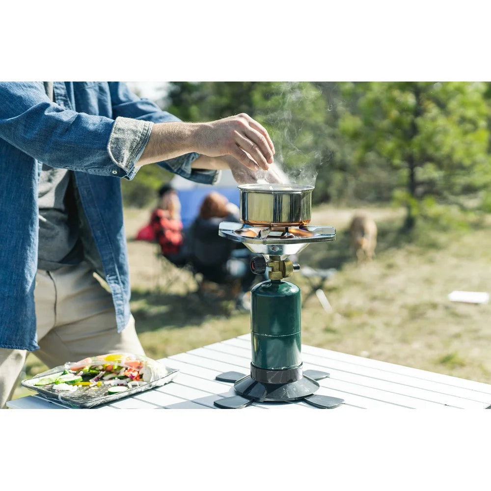 Portable Single Burner Propane Stove Lightweight Camping Cooking Gear Pressure Regulated Knob 10000 BTU Stainless Steel Burner