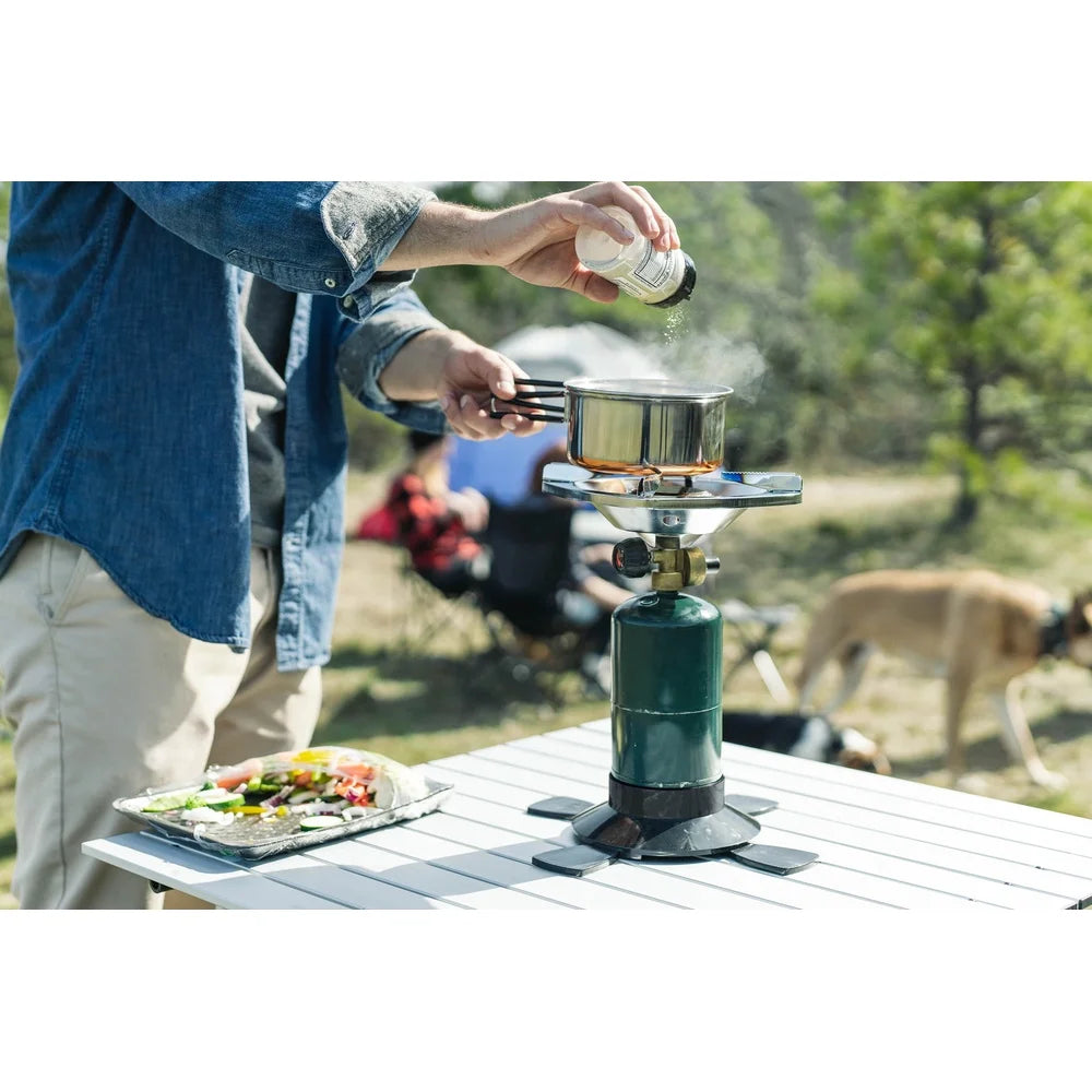 Portable Single Burner Propane Stove Lightweight Camping Cooking Gear Pressure Regulated Knob 10000 BTU Stainless Steel Burner