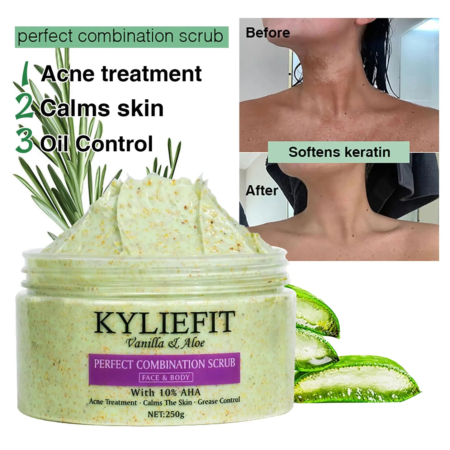 KYLIEFIT Cool Fresh Aloe Vera Soap Bar for All Skin Types, Reduce Spots, Oil Control, Deep Clean, 150g/ 7 oz