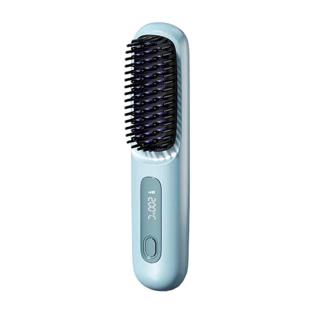Cordless Hair Straightener Negative Ions Hair Straightener Digital Display Hair Straightening Brush Anti-scald for Home Travel