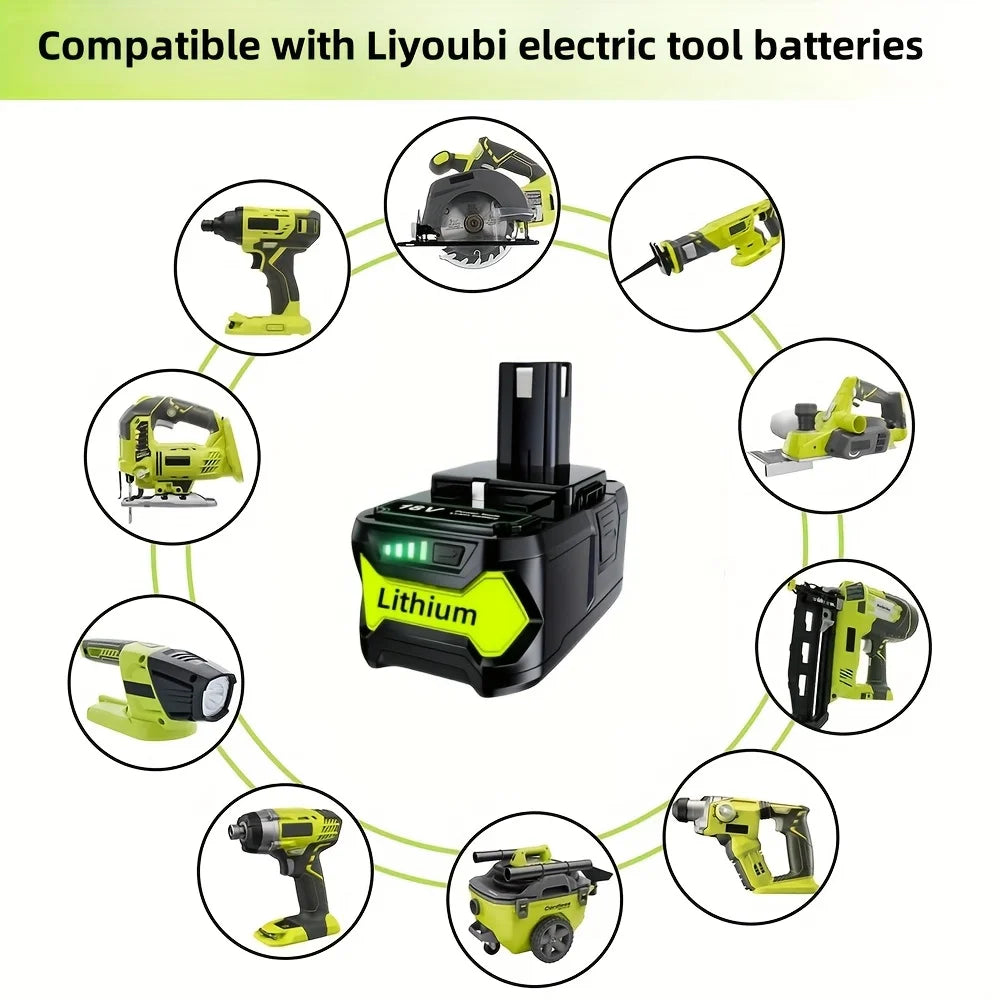 8Ah For Leyobi RYOBI 18V 8.0Ah Rechargeable Lithium Battery For Handheld Drill P105 P104 P107 RB18L50 RB18L20 P108 1PC/2PC