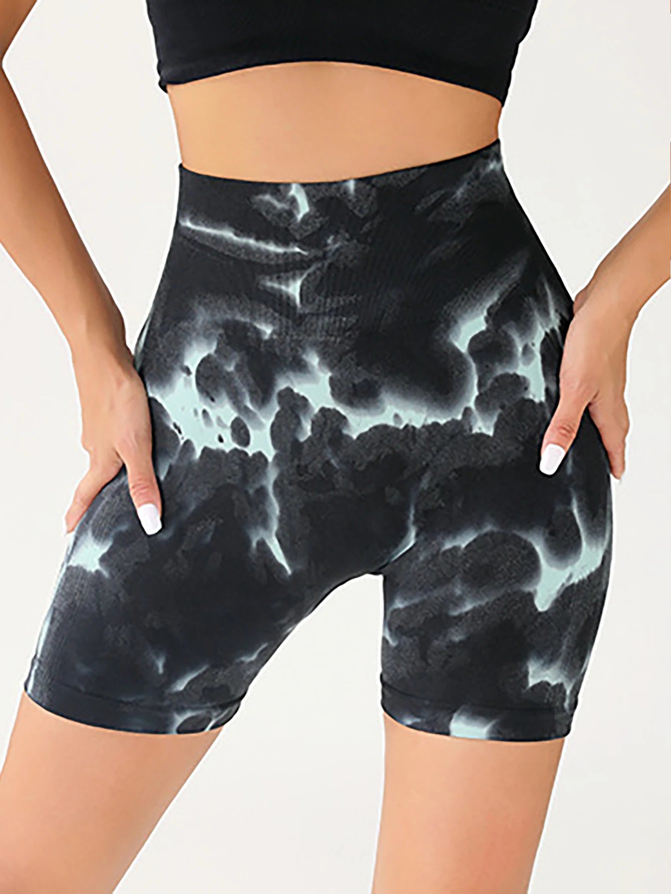 3 Pack Us Local Women's Tie-Dye Spring Summer Fitness Yoga Gym Shorts,Trendy Active Wear Shorts Wide band Waist