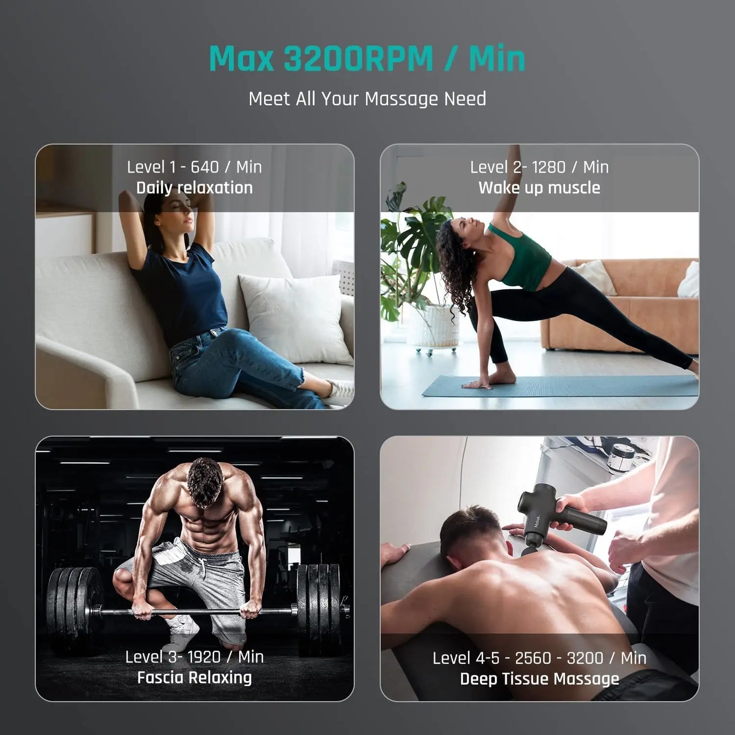 Mebak 3 Massage Gun, Professional Muscle Percussion Massage Gun,Portable Massager Gun for Shoulder Leg Back Body Pain Relief