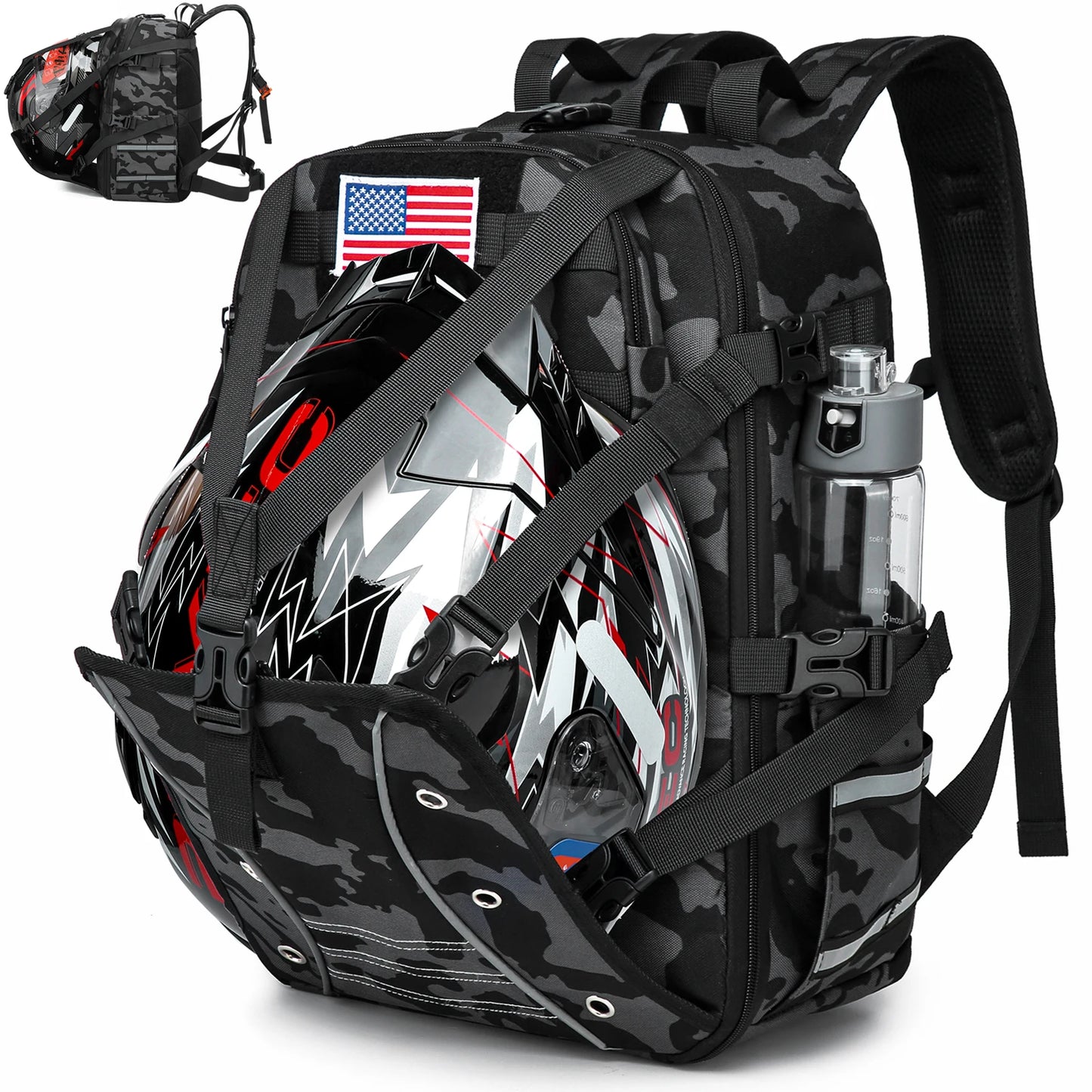 Motorcycle Helmet Backpack Large Capacity Waterproof Helmet Holder Cycling Riding Helmet Backpack Travel Bag Motorbike Bag