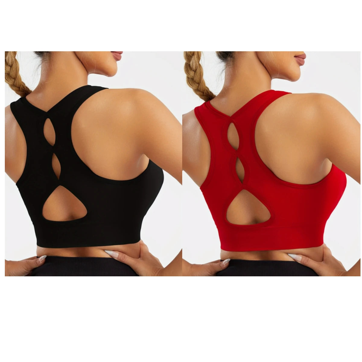 Two-piece women's high-elastic sports bra, comfortable and soft yoga top, backless open sports vest, moisture-wicking sportswear