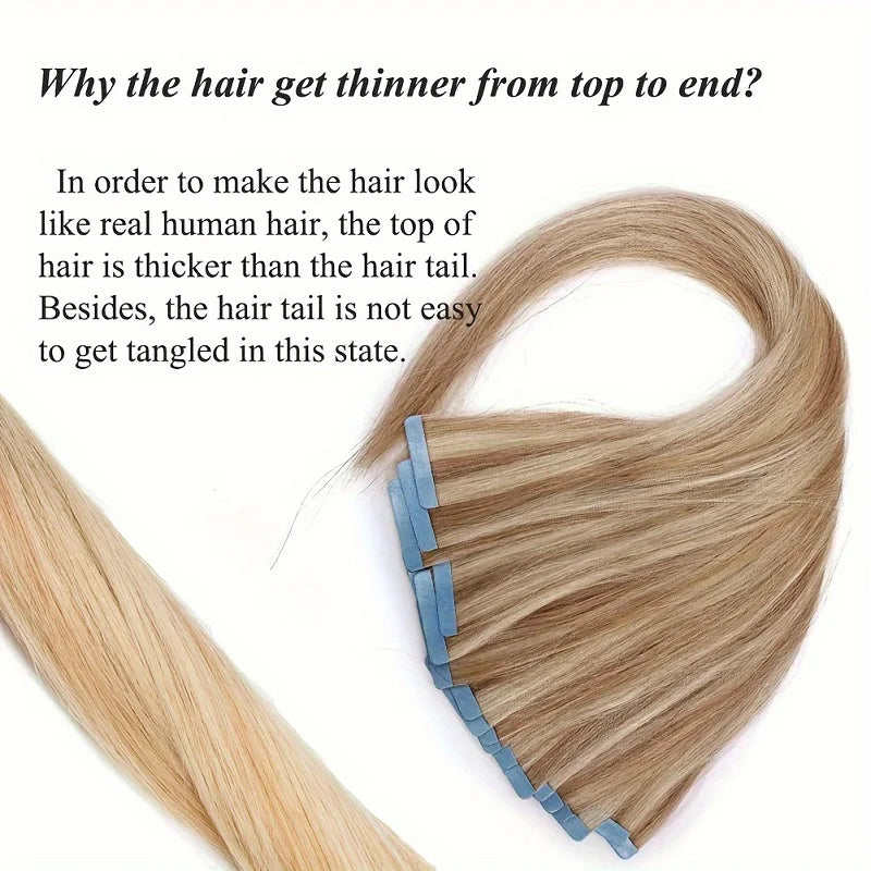 Alimice Tape In Hair Extensions Invisible Skin Weft Tape Hair Extensions P18/P613# Color 50g Remy Seamless Hair Extensions 20PCS