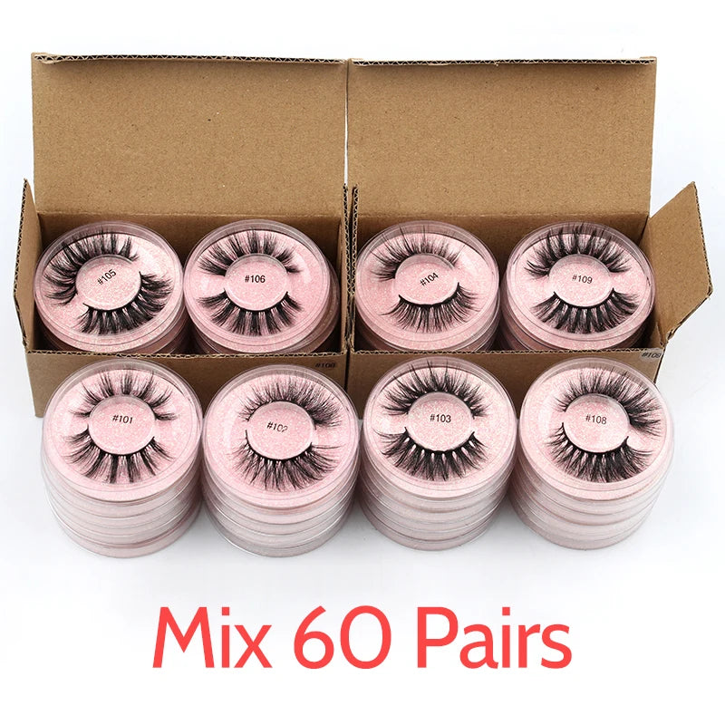 Wholesale Lashes 4/50/100 Pcs 3D Mink Natural False Eyelashes