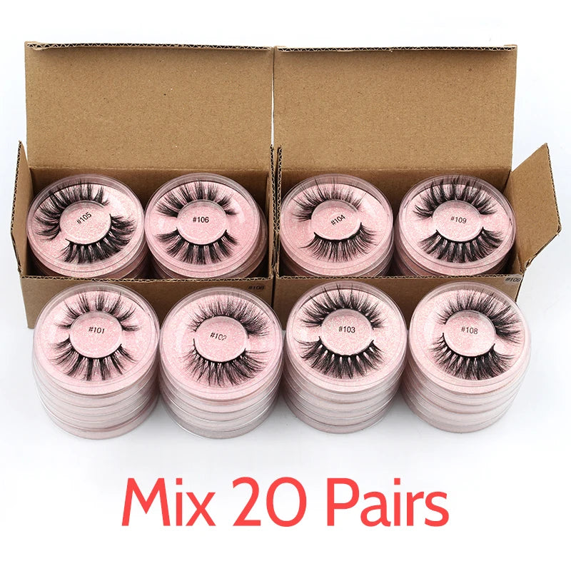 Wholesale Lashes 4/50/100 Pcs 3D Mink Natural False Eyelashes