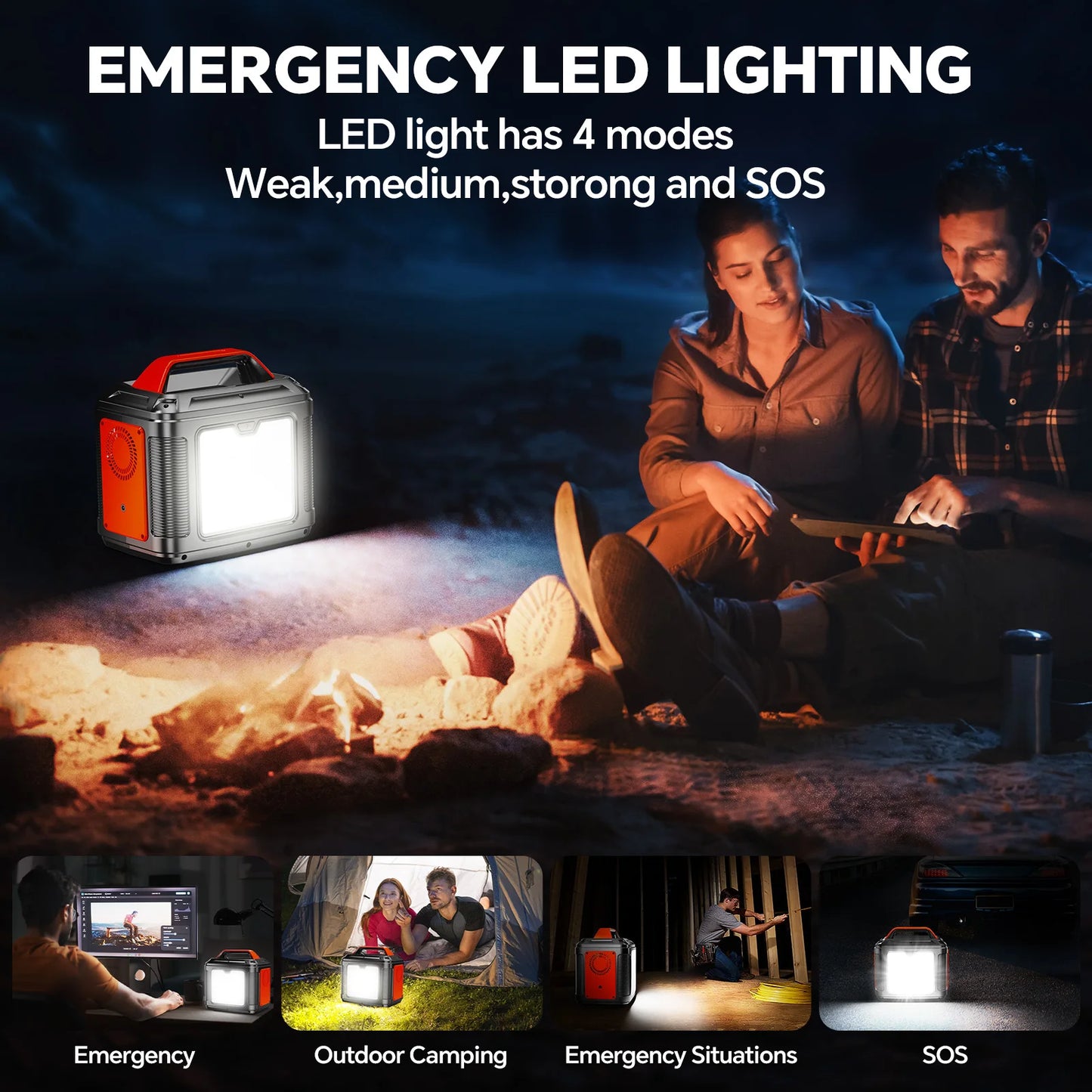 300W Portable Power Station, 296Wh Camping Solar Generator