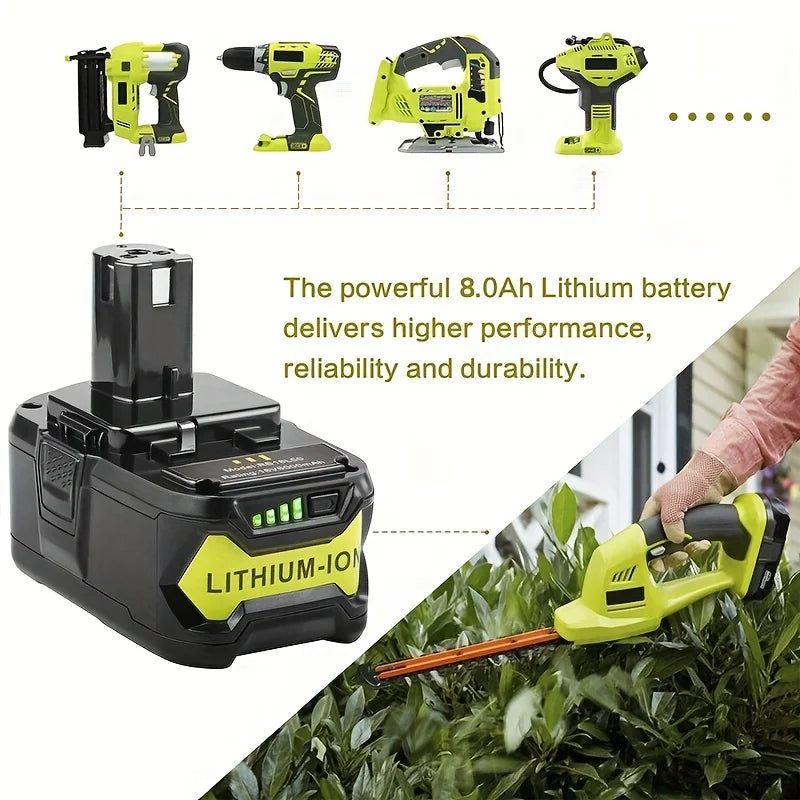 8Ah For Leyobi RYOBI 18V 8.0Ah Rechargeable Lithium Battery For Handheld Drill P105 P104 P107 RB18L50 RB18L20 P108 1PC/2PC