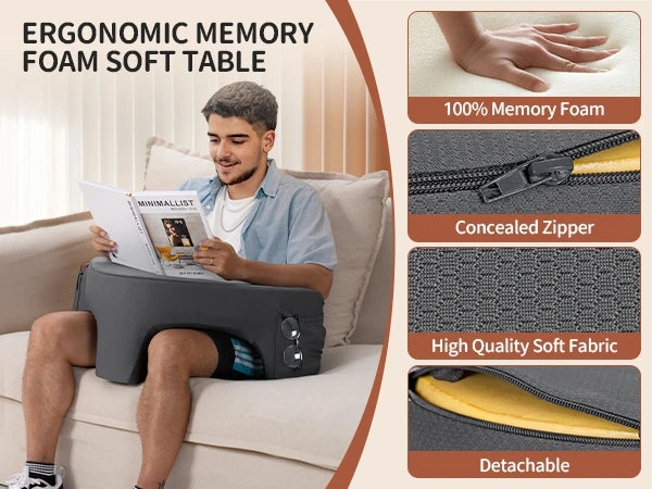 Bed Reading Arm Rest Pillow Gaming Reading Pillow Ergonomic Soft Memory Foam 3 Legs Bed Arm Rest Pillow For Couch Car Floor