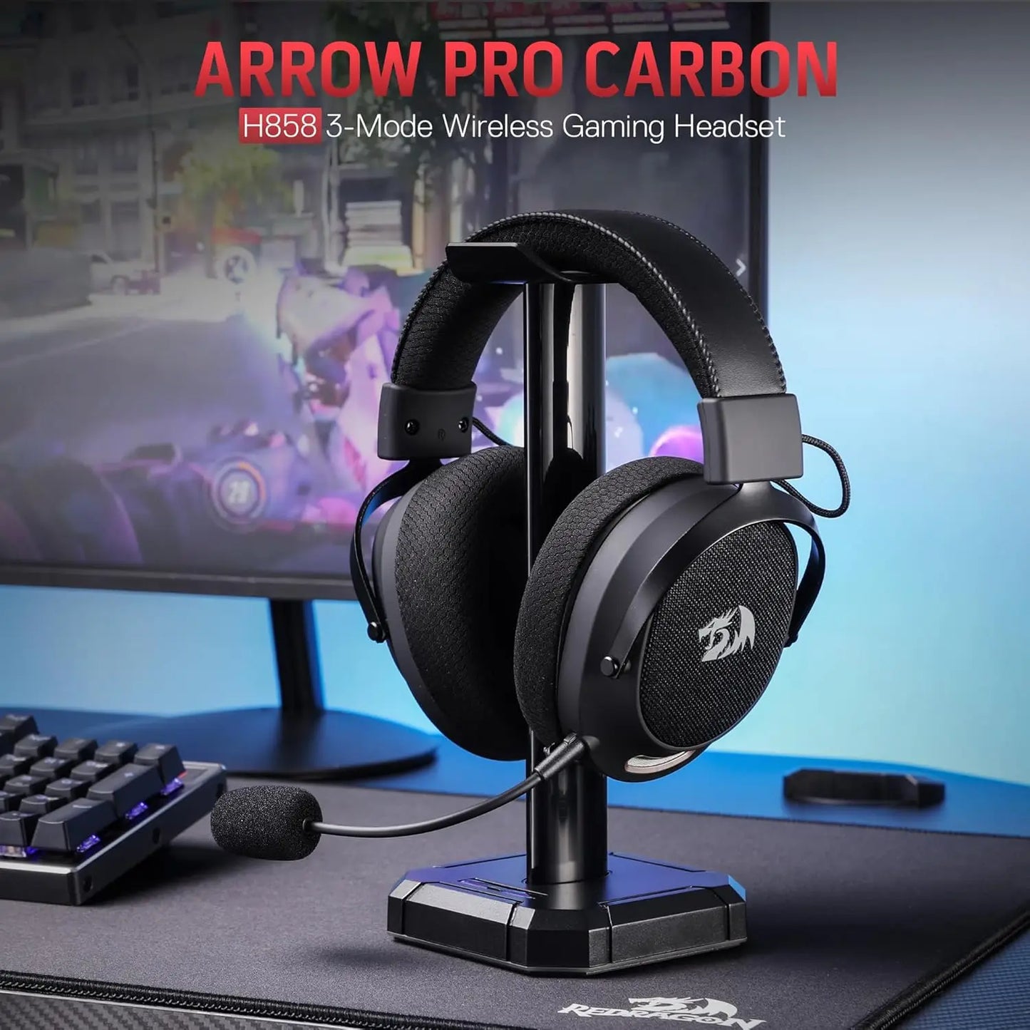 Redragon H858 Gaming Headset, 2.4GHz BT Wired Gray
