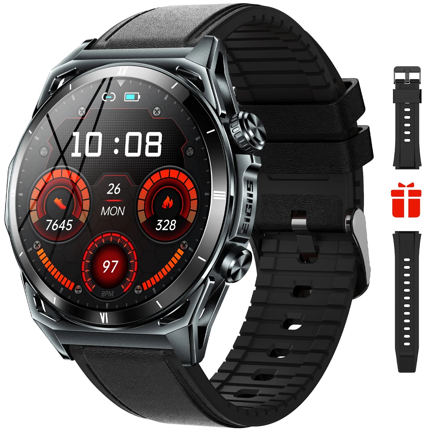 EIGIIS New Smart Watch KE6 1.43 AMOLED Display Men Black Sports