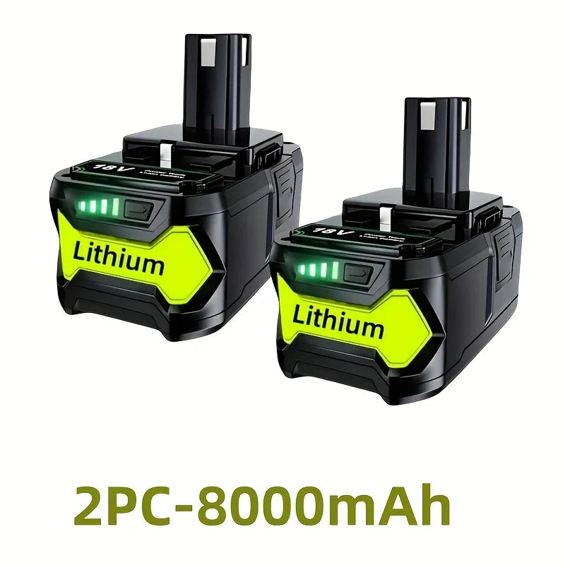 8Ah For Leyobi RYOBI 18V 8.0Ah Rechargeable Lithium Battery For Handheld Drill P105 P104 P107 RB18L50 RB18L20 P108 1PC/2PC