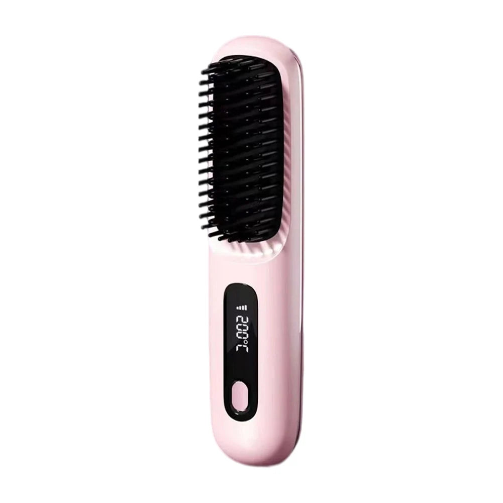 Cordless Hair Straightener Negative Ions Hair Straightener Digital Display Hair Straightening Brush Anti-scald for Home Travel