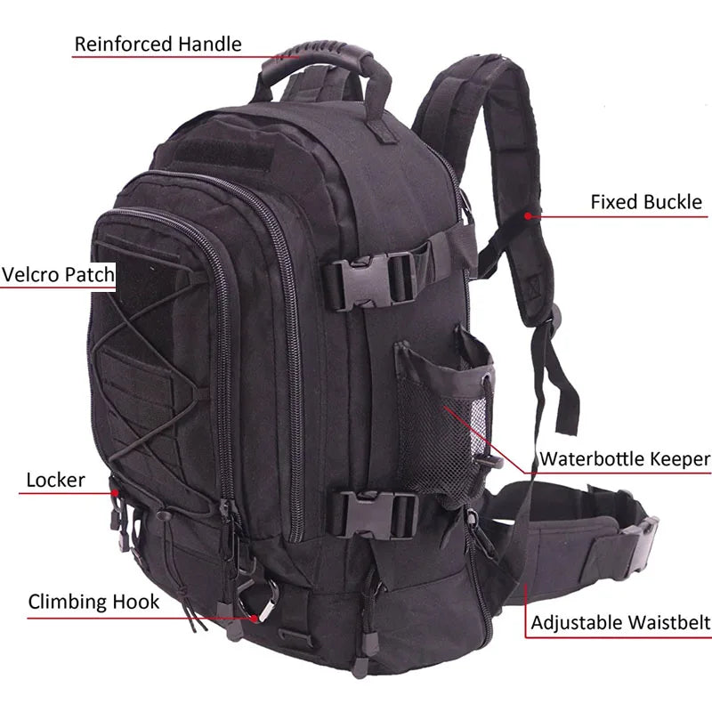 LQARMY 60L Military Tactical Backpack for Outdoor Travel