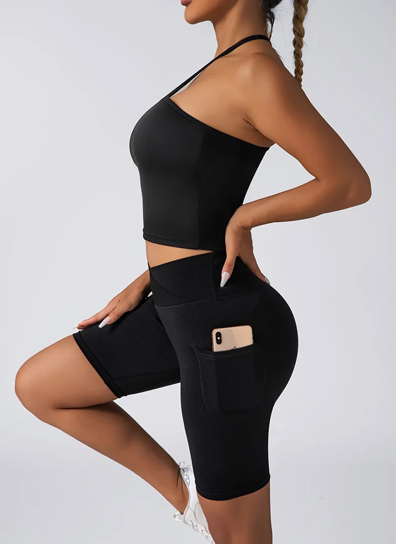 US Local Women's Seamless Solid Color Yoga Set 2 Piece Workout Sports Bra High Waist Shorts Leggings Active Wear