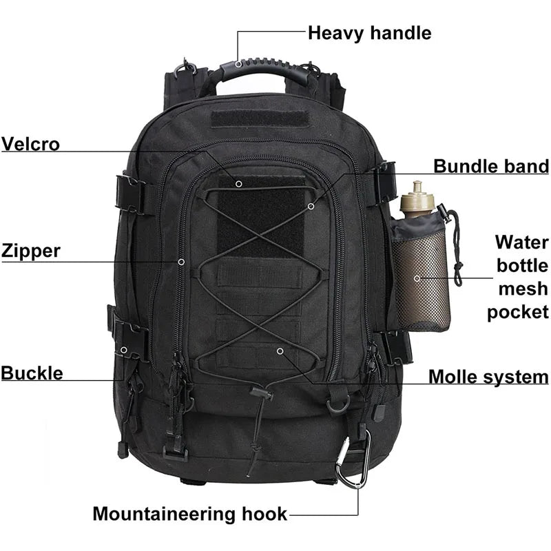 LQARMY 60L Military Tactical Backpack for Outdoor Travel