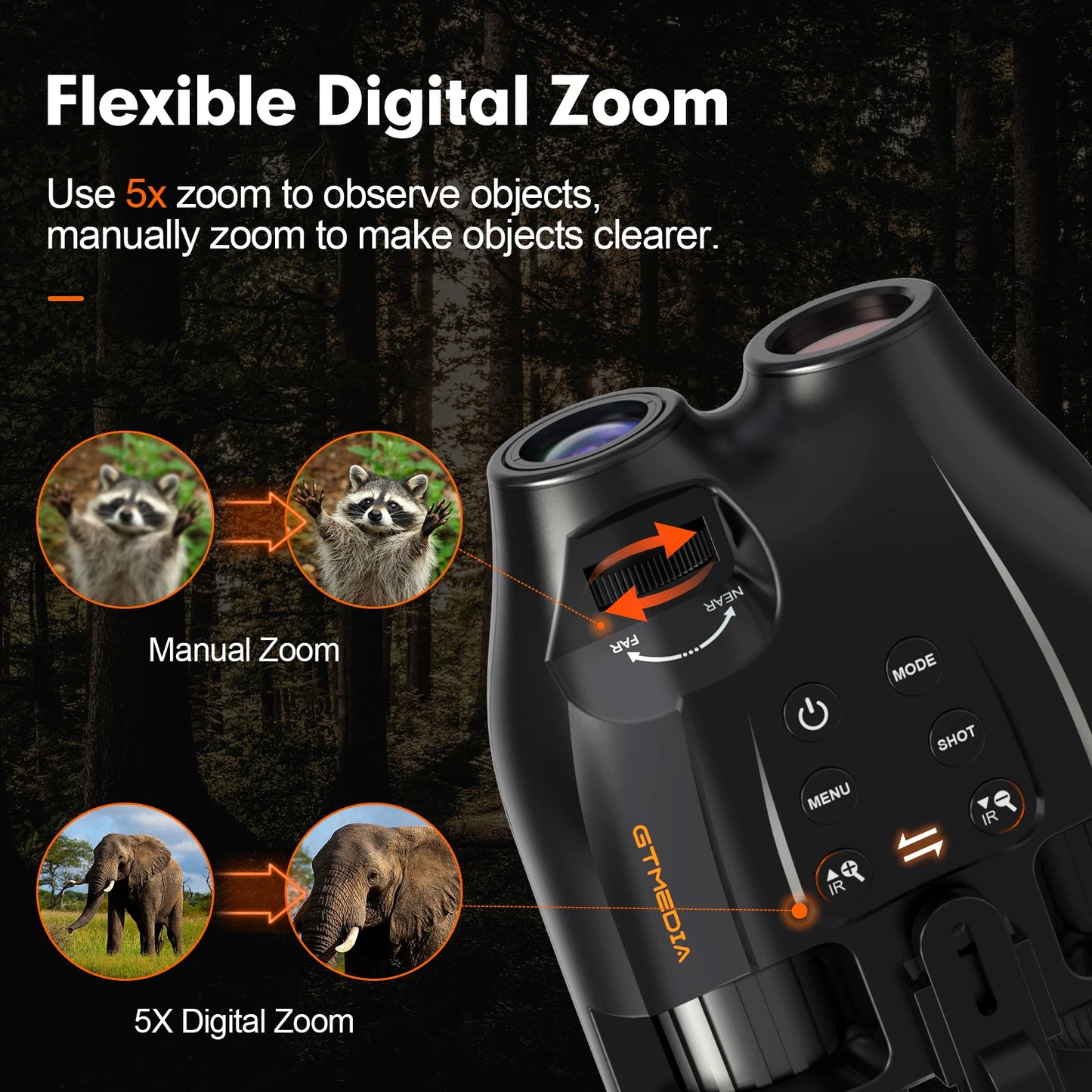 GTMEDIA N4 Head Mounted Binoculars Infrared LED Night Vision Goggles with Head Strap Outdoor Take Photo and Video Record in Dark