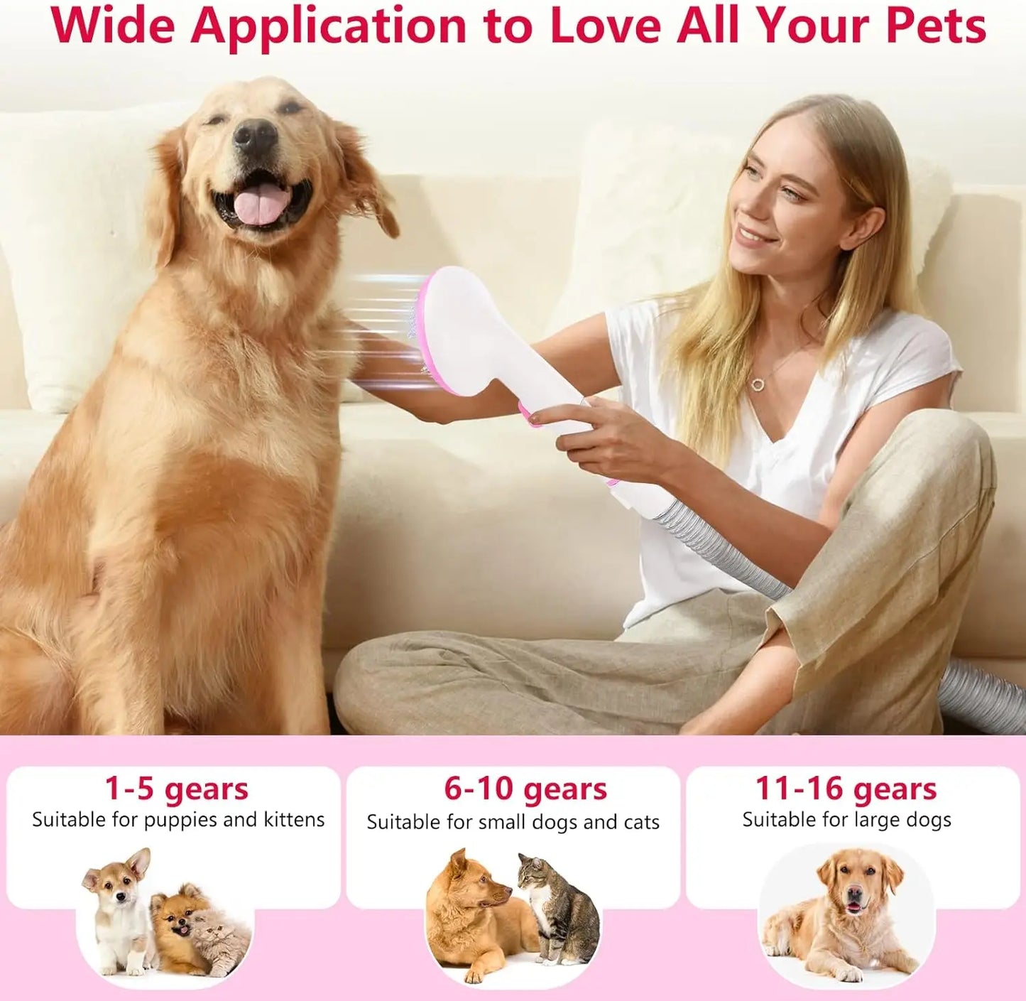 Pet Grooming Vacuum, Multi-Functional Dog Hair Groomer