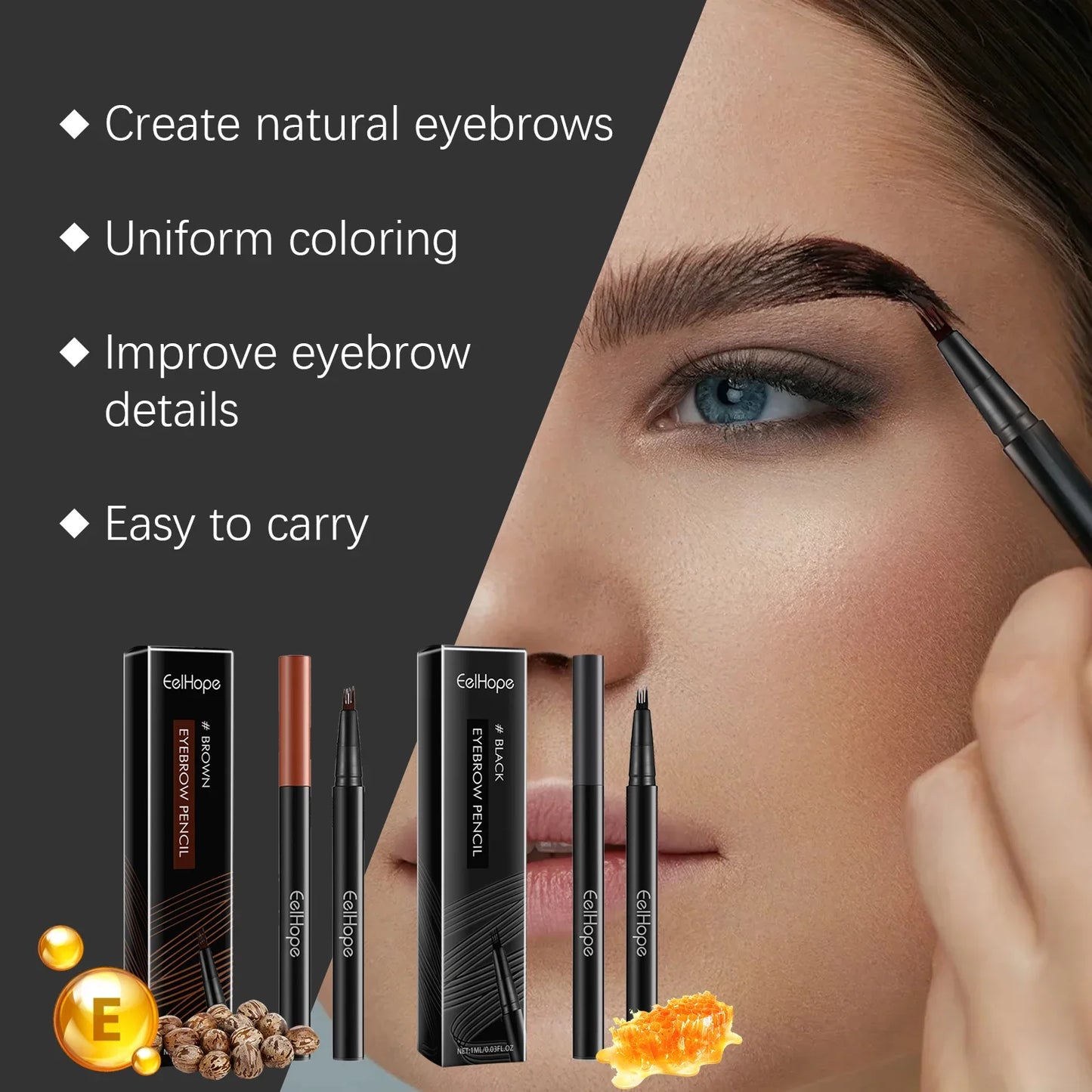 4 Forks Eyebrow Pencil Long Lasting Waterproof 3PCS Set