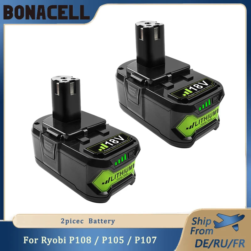 For RYOBI P108 18V One+ Plus 6.0Ah High Capacity Battery 18 Volt Lithium-ion and NiCad Battery Charger  P107 P109 P117