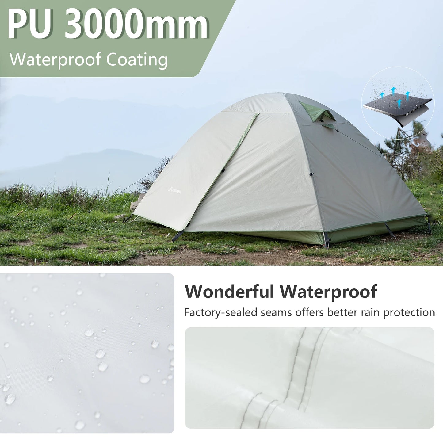 BISINNA Ultralight Outdoor Camping Tent 2 Person Double Layer