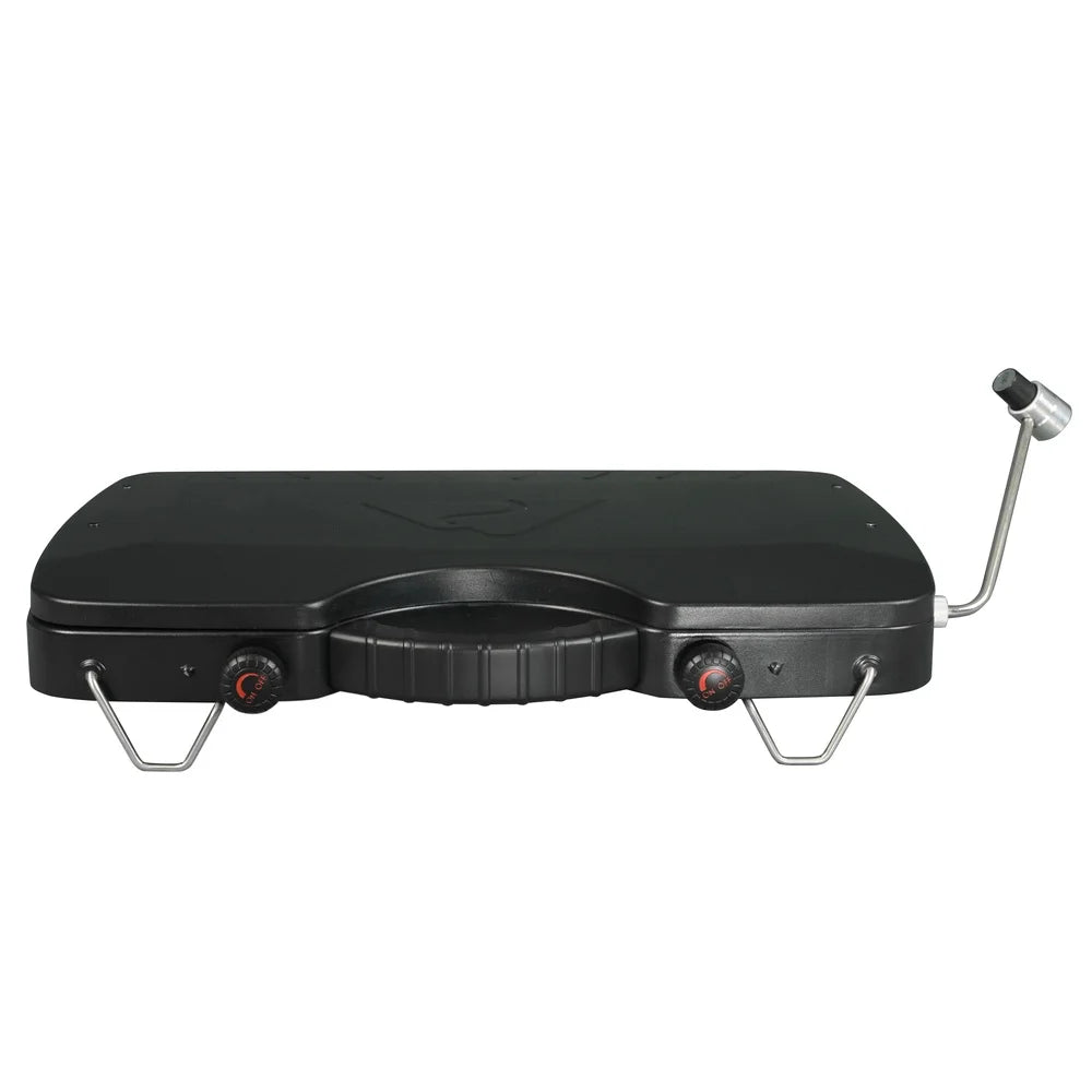 Portable Dual Burner Propane Camping Stove with Wind Guards 20000 BTU Ideal Outdoor Cooking Hiking Hunting Power Outage