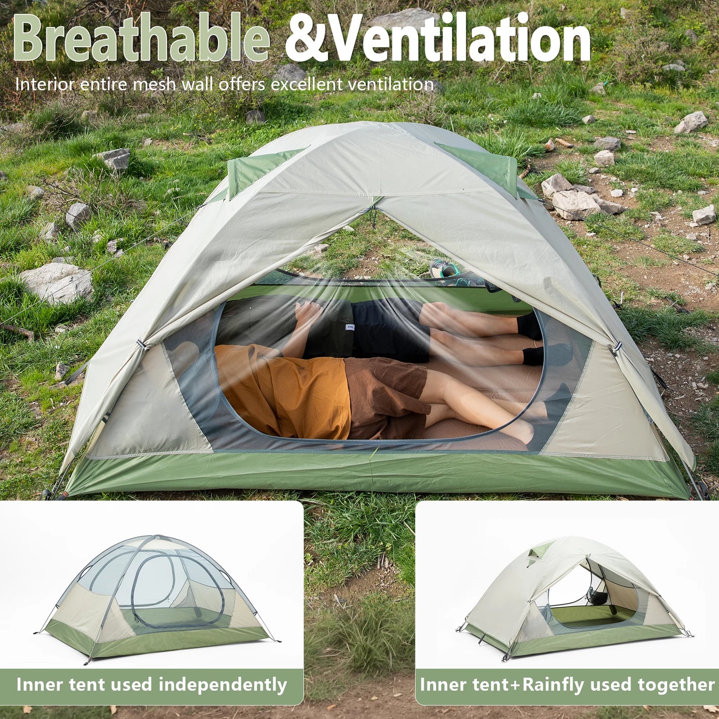 BISINNA Ultralight Outdoor Camping Tent 2 Person Double Layer
