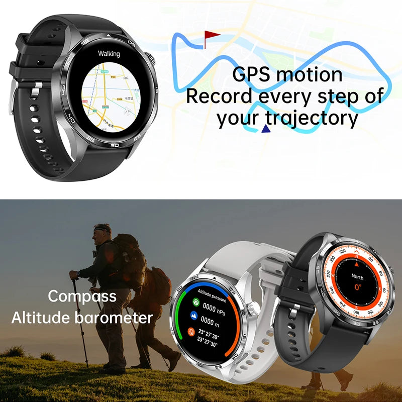 GEJIAN New Men's Smart 5.0 Bluetooth GPS NFC Watch 1.53-inch