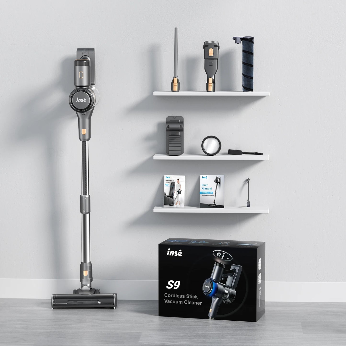 INSE S9 Cordless Vacuum Cleaner 30Kpa Stick Vacuum 55min Runtime