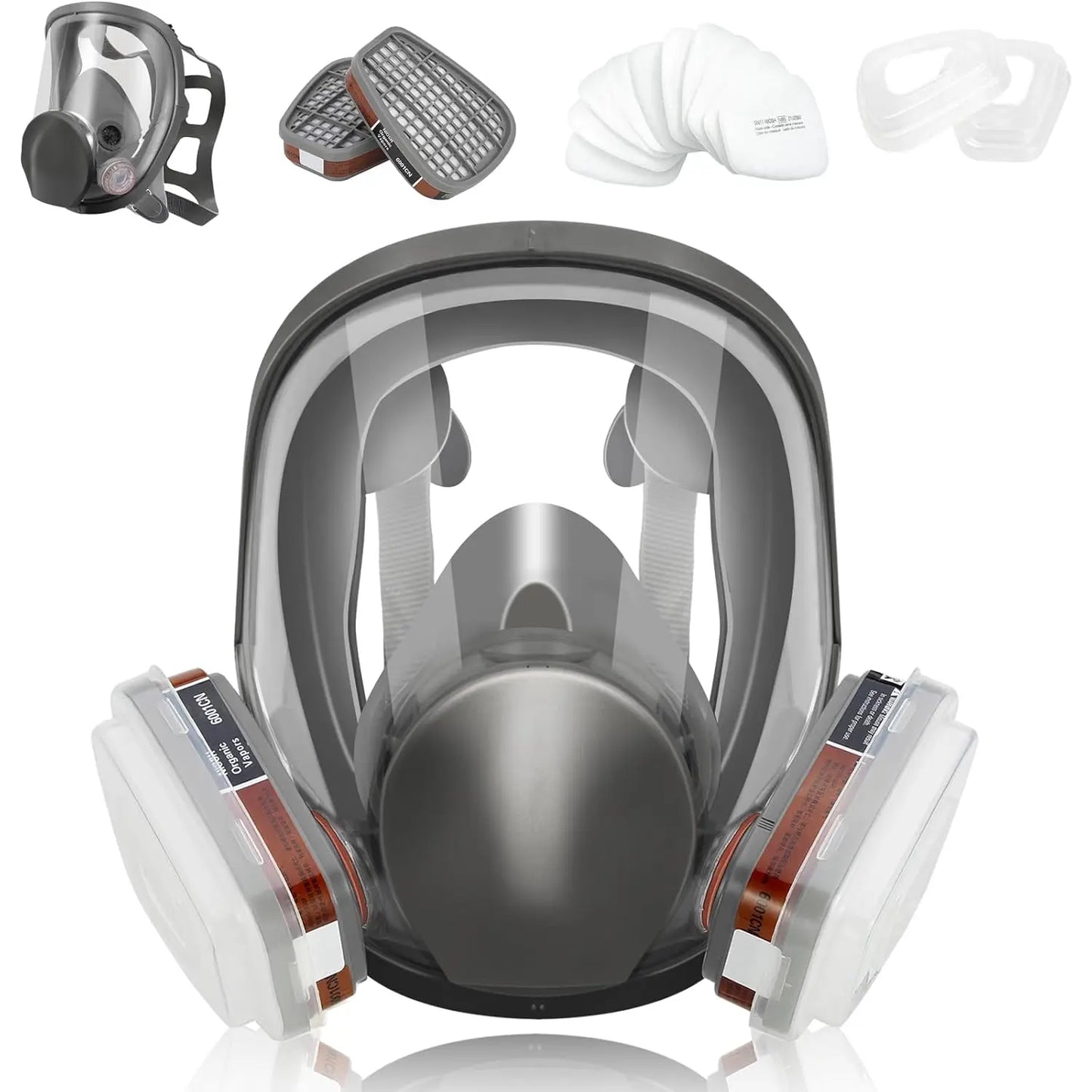 Reusable Respirator Gas Mask Full Facepiece Shield 6800 Face Cover with Filters for Dust Fumes Asbestos Chemicals
