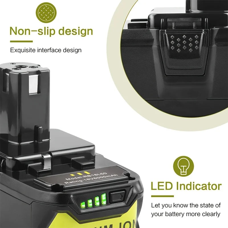 8Ah For Leyobi RYOBI 18V 8.0Ah Rechargeable Lithium Battery For Handheld Drill P105 P104 P107 RB18L50 RB18L20 P108 1PC/2PC