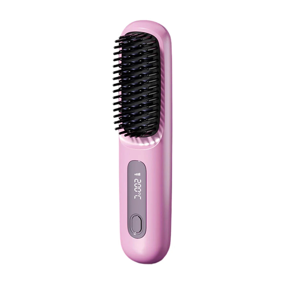Cordless Hair Straightener Negative Ions Hair Straightener Digital Display Hair Straightening Brush Anti-scald for Home Travel