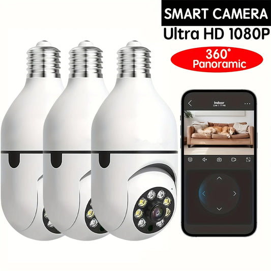 3PC Ease Life APP-Light Bulb Security Cameras Indoor Outdoor Wireless WiFi Camera 2.4GHz, 360 Degree, E27 Light Socket Screw In