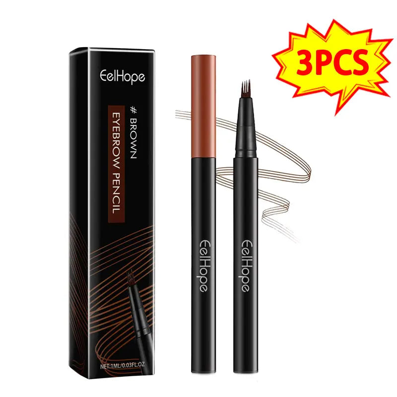 4 Forks Eyebrow Pencil Long Lasting Waterproof 3PCS Set