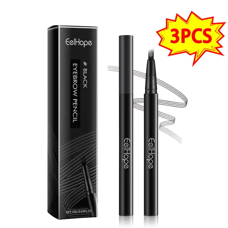 4 Forks Eyebrow Pencil Long Lasting Waterproof 3PCS Set
