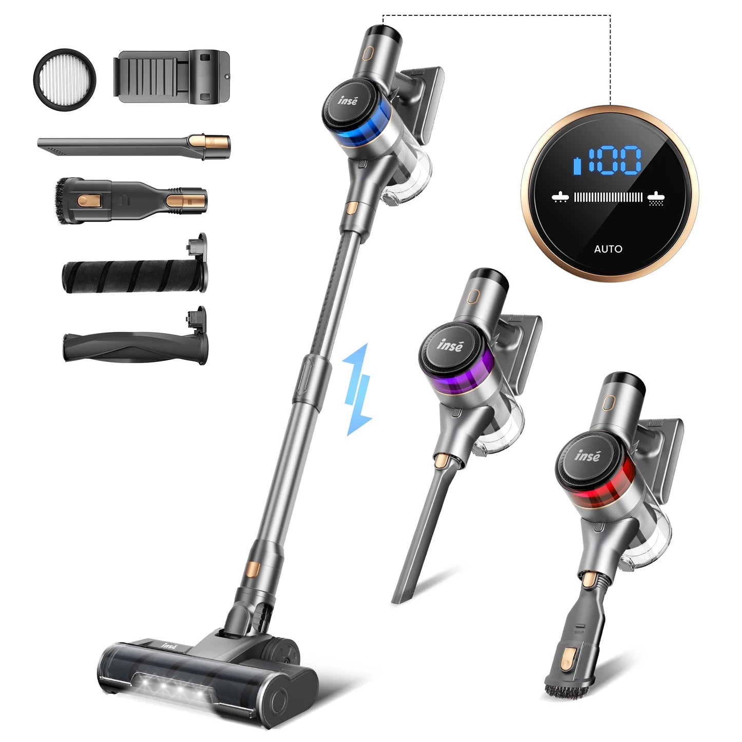 INSE S9 Cordless Vacuum Cleaner 30Kpa Stick Vacuum 55min Runtime