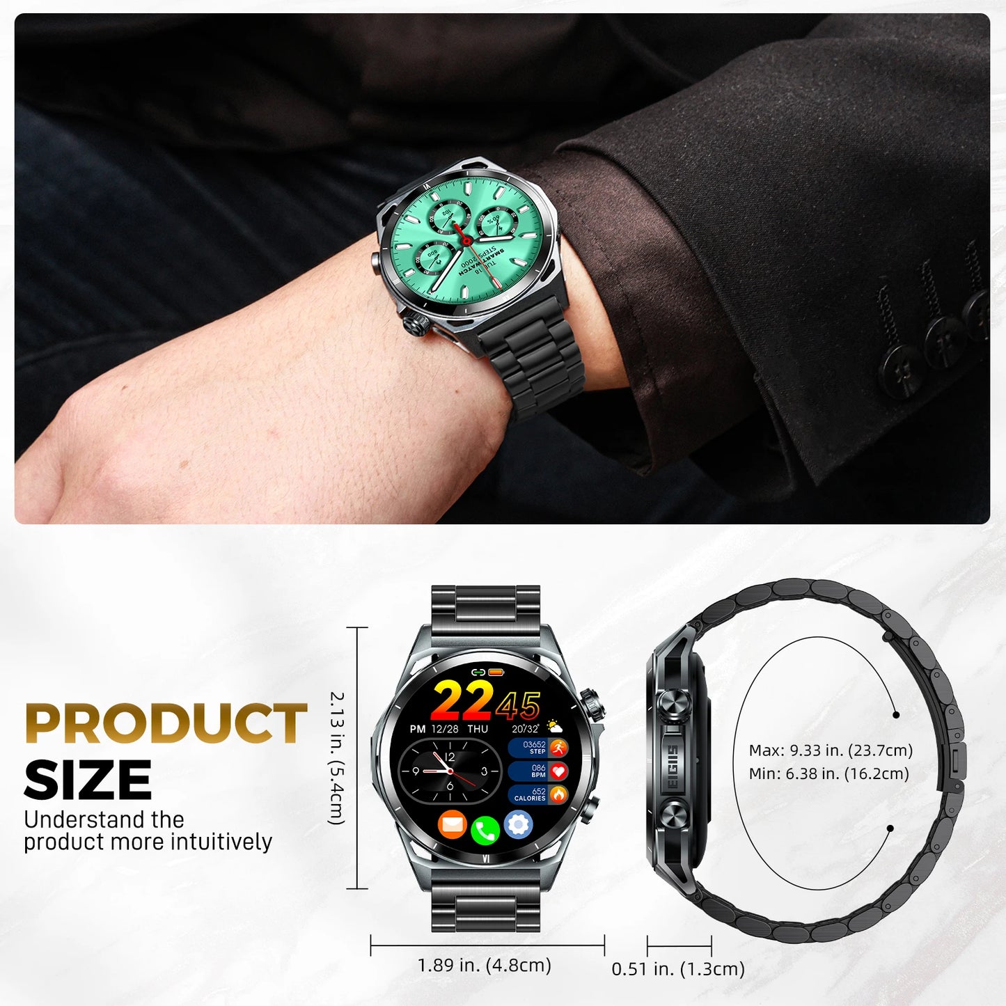 EIGIIS New Smart Watch KE6 1.43 AMOLED Display Men Black Sports