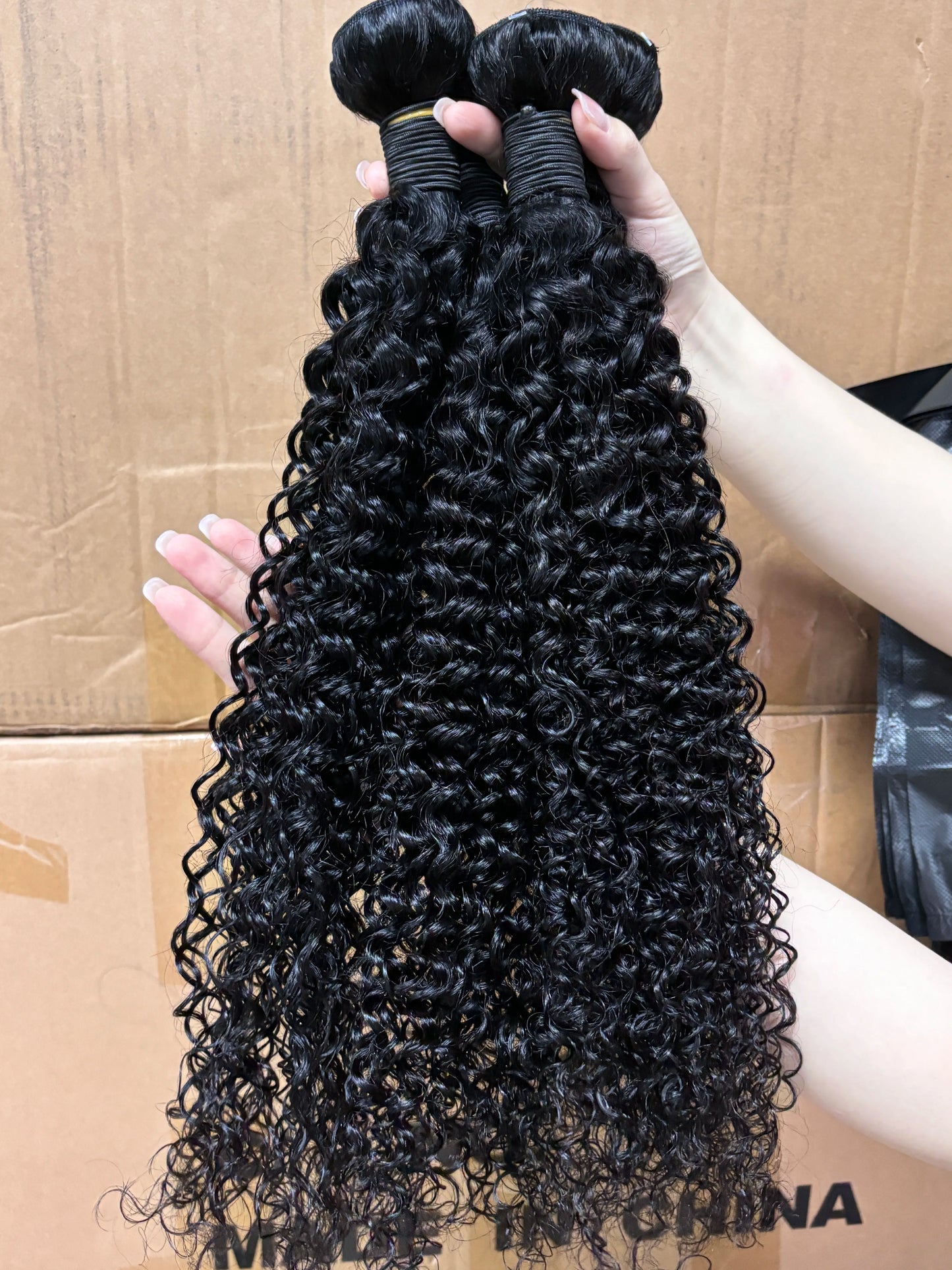 24 24 24 Inch Curly Wave Bundles Queenlike Deep Curly Human Hair Bundles Brazilian Weave 100% Raw Hair Bundles 3-5 Days Delivery