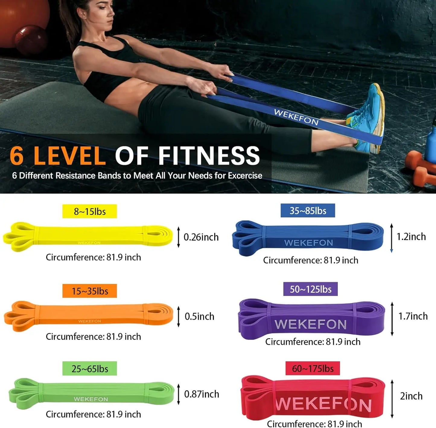 Resistance Bands Set of 5 Pull Up Assist Bands