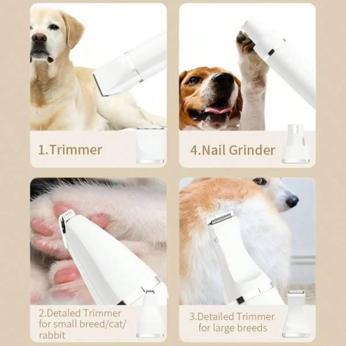 Dog Grooming Kit Hair Low Noise Paw Trimmer Rechargeable