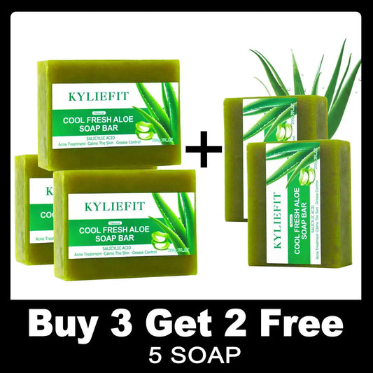 KYLIEFIT Cool Fresh Aloe Vera Soap Bar for All Skin Types, Reduce Spots, Oil Control, Deep Clean, 150g/ 7 oz
