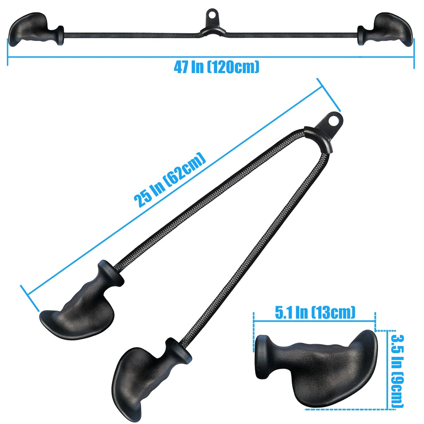 Ergonomic Tricep Rope Pulldown Attachments for Gym